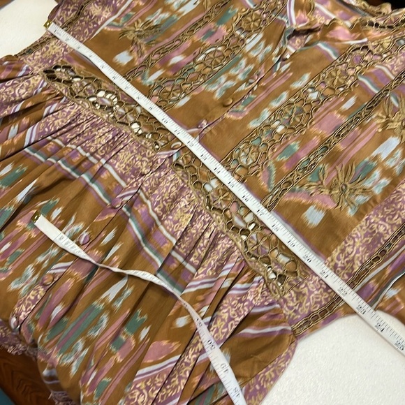 Free People Sz M Augustine Mini Dress Embroidered Babydoll Pockets - Picture 10 of 12